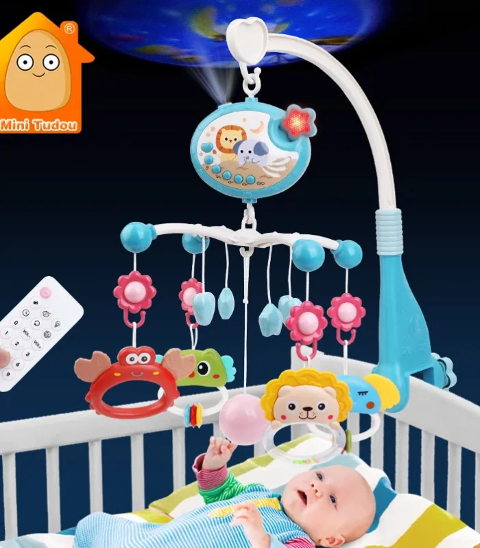 Baby Crib Mobile Rattle Toy For 0-12 Months Infant Rotating Musical Projector Night Light Bed Bell Educational For Newborn Gift