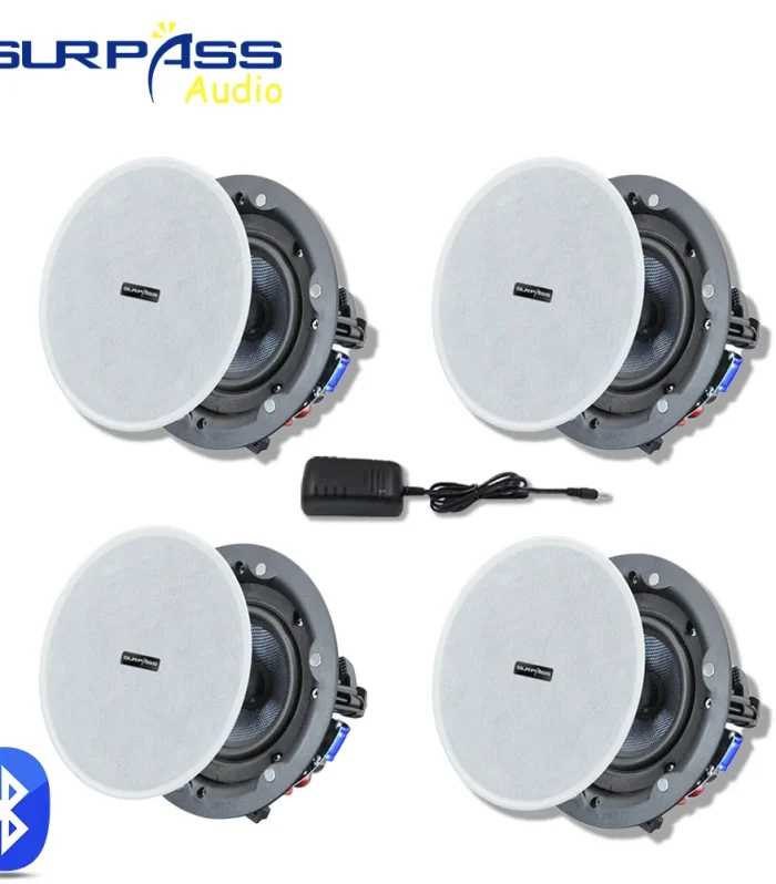 5.25'' Inch Bluetooth Frameless Active Coaxial Ceiling Speaker 4PCS Built In Class D Digital Power Smart Home Audio Music Palyer